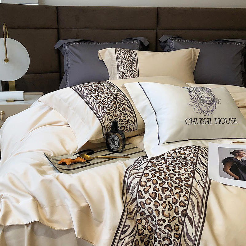 Luxury Egyptian Cotton Bedding Set  Embroidered Grey Pattern - Product detail 13