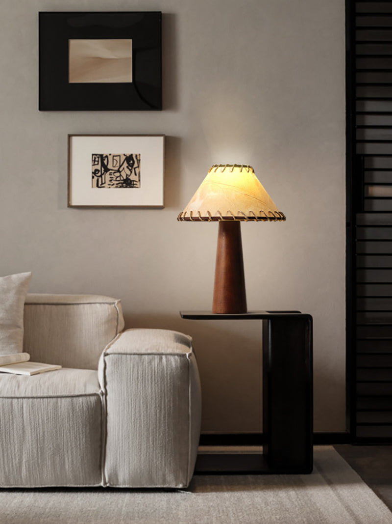 Wabi-Sabi Table Lamp Wooden Base with Handstitched Shade - Product detail 7