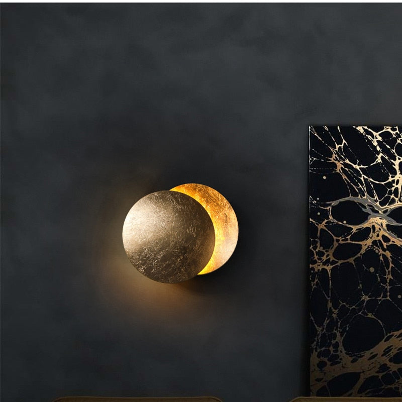 Modern Eclipse Wall Light Gold Metal Solar Design - Product showcase