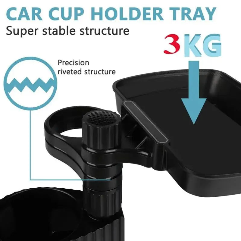 Car Cup Holder Expander Multi-Function Food Drink Tray - Product example