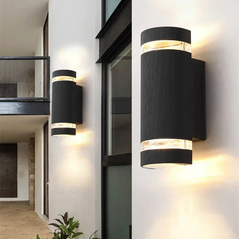 Modern LED Wall Light  Black Cylinder Outdoor Lamp - Product example