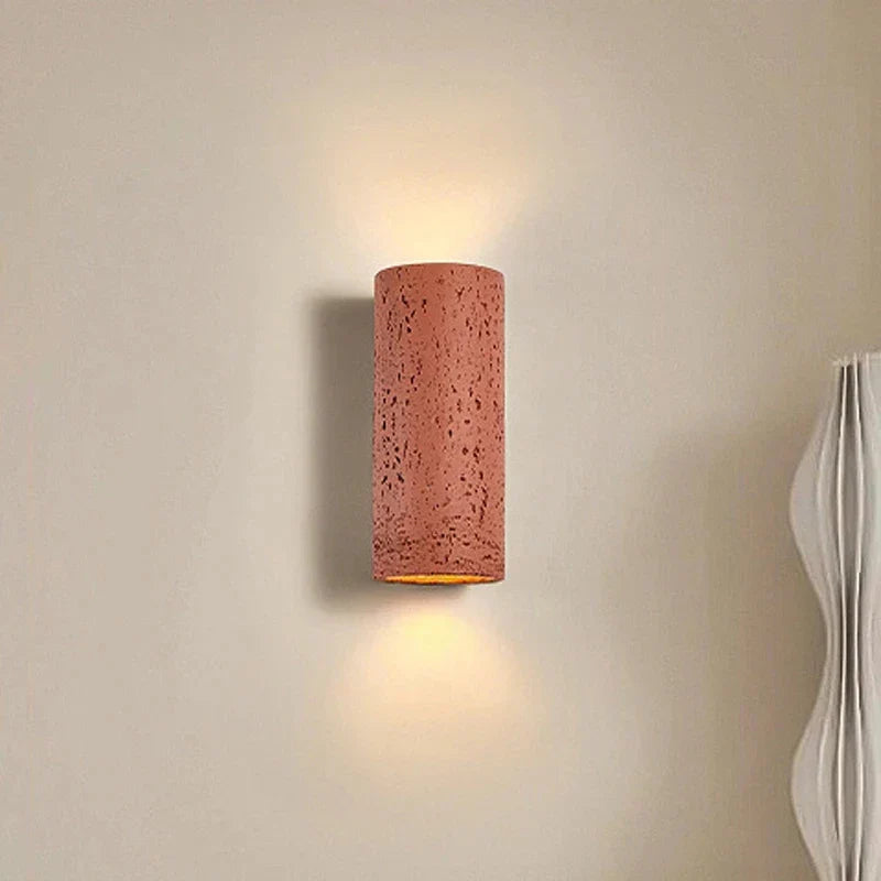 Modern Cement Wall Light Cylindrical Textured Design - Product example