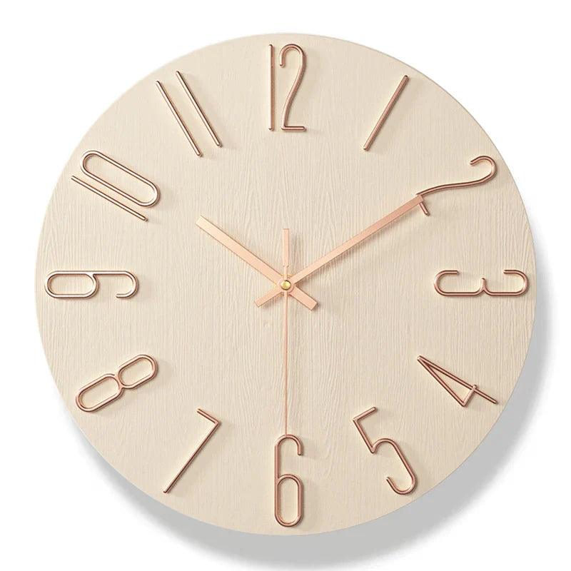 Minimalist Wall Clock  Black Wood Design With White Numbers - Product example