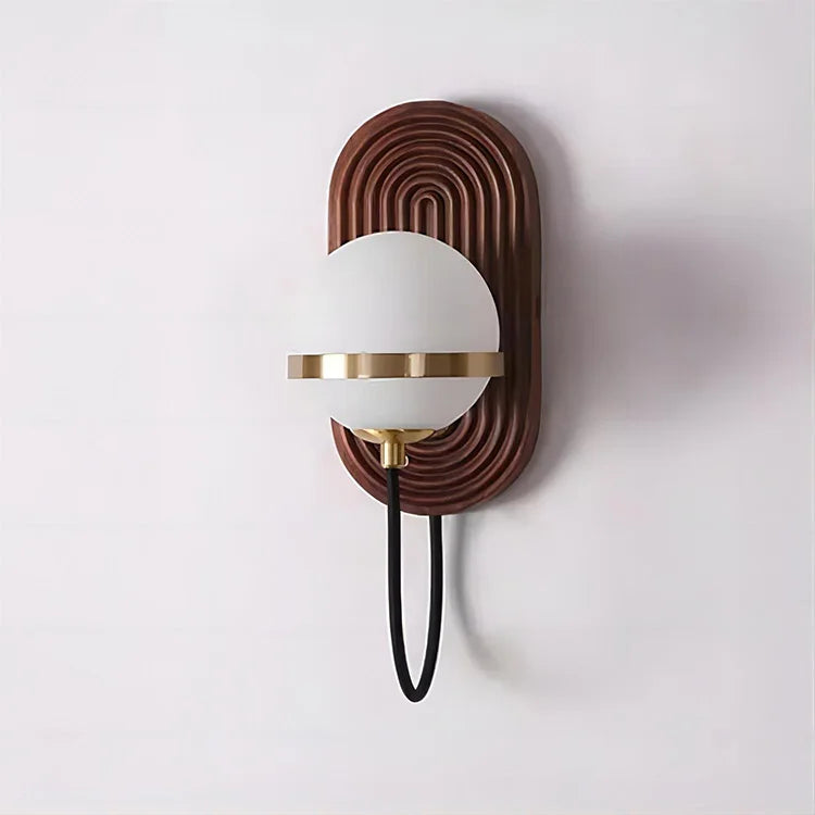 Modern Spherical Wall Lamp Walnut Wood Globe Design - Product detail 9