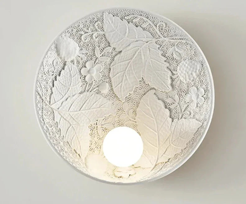 French Imperial Wall Lamp Embossed Leaf Pattern Round Sconce - Product detail 11