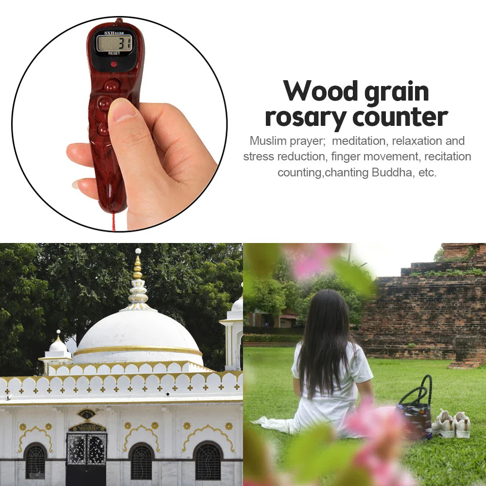 Digital Prayer Counter Wood Grain Design with Tassel - Product detail 7