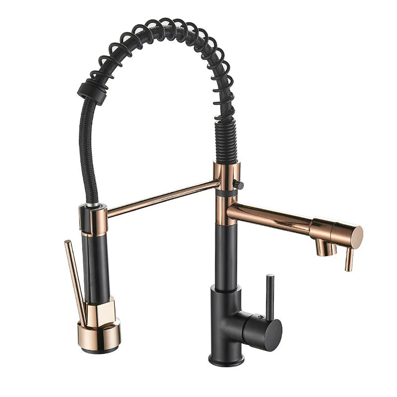 Professional Kitchen Faucet Spring Pull Down Design Gold Brass Finish - Product detail 4