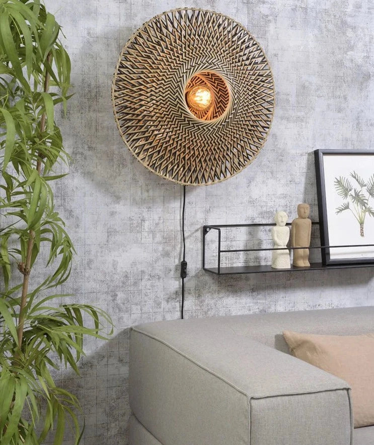 Japanese Wall Light Bamboo Woven Disc Design - Product detail 6