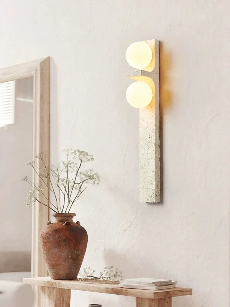 Modern LED Wall Light Natural Stone Dual Globe Design - Product detail 4