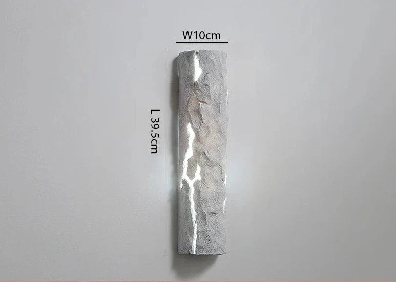 Modern Outdoor Wall Light Textured Stone Resin with Gold Accents - Product detail 7