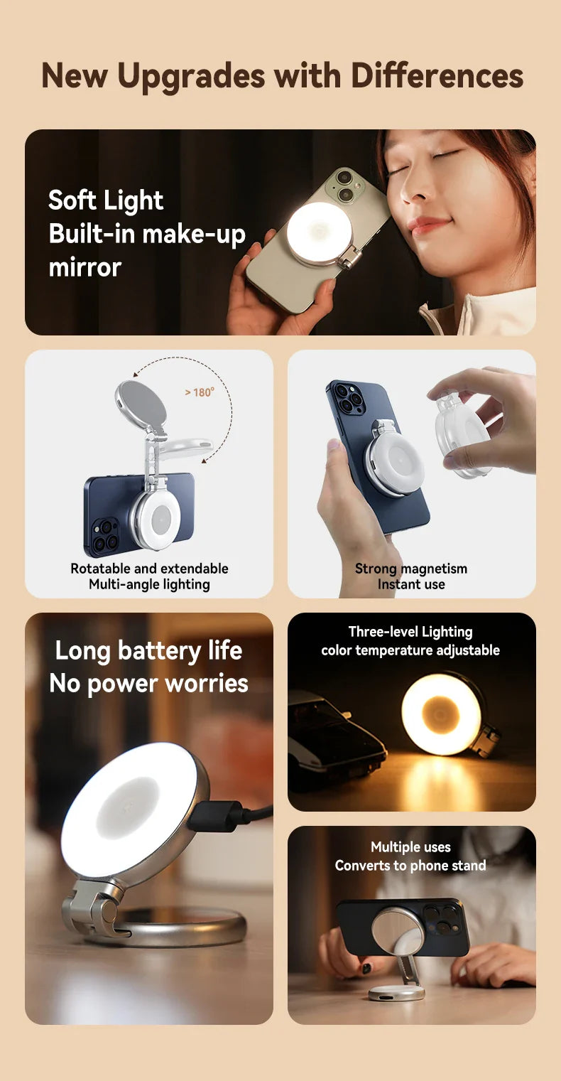 Magnetic Selfie Ring Light  Height Adjustable LED Phone Light - Product detail 6