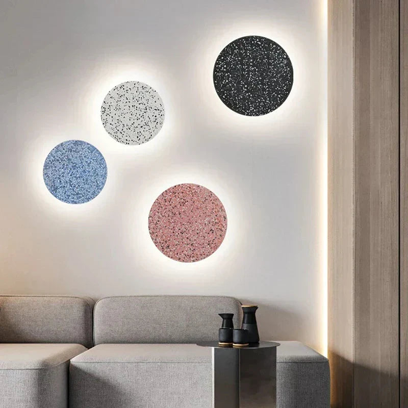 Modern Marble Wall Light Contemporary Round LED Sconce - Product example