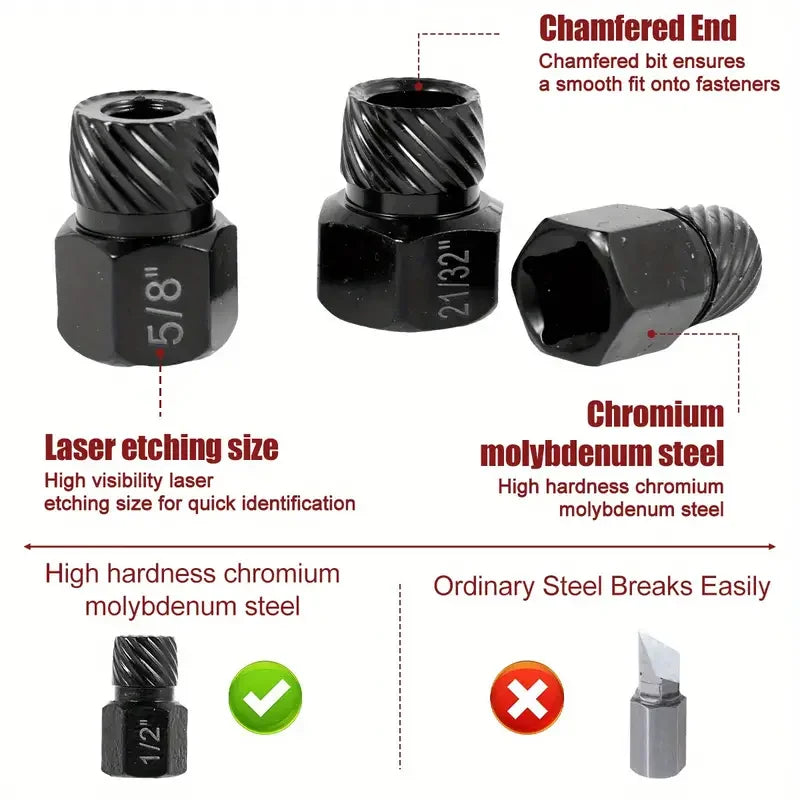 Professional Screw Extractor Set Heat-Treated Chrome-Moly Steel - Product detail 10