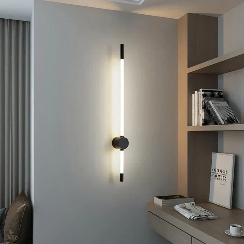 Modern LED Wall Light Linear Brass and White Design - Product example