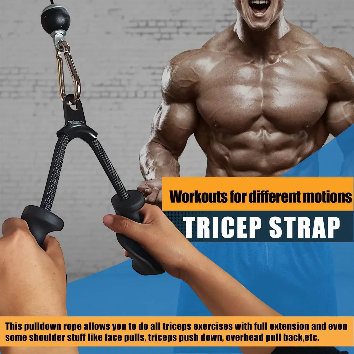Professional Triceps Rope  Ergonomic 120cm Cable Attachment - Product example