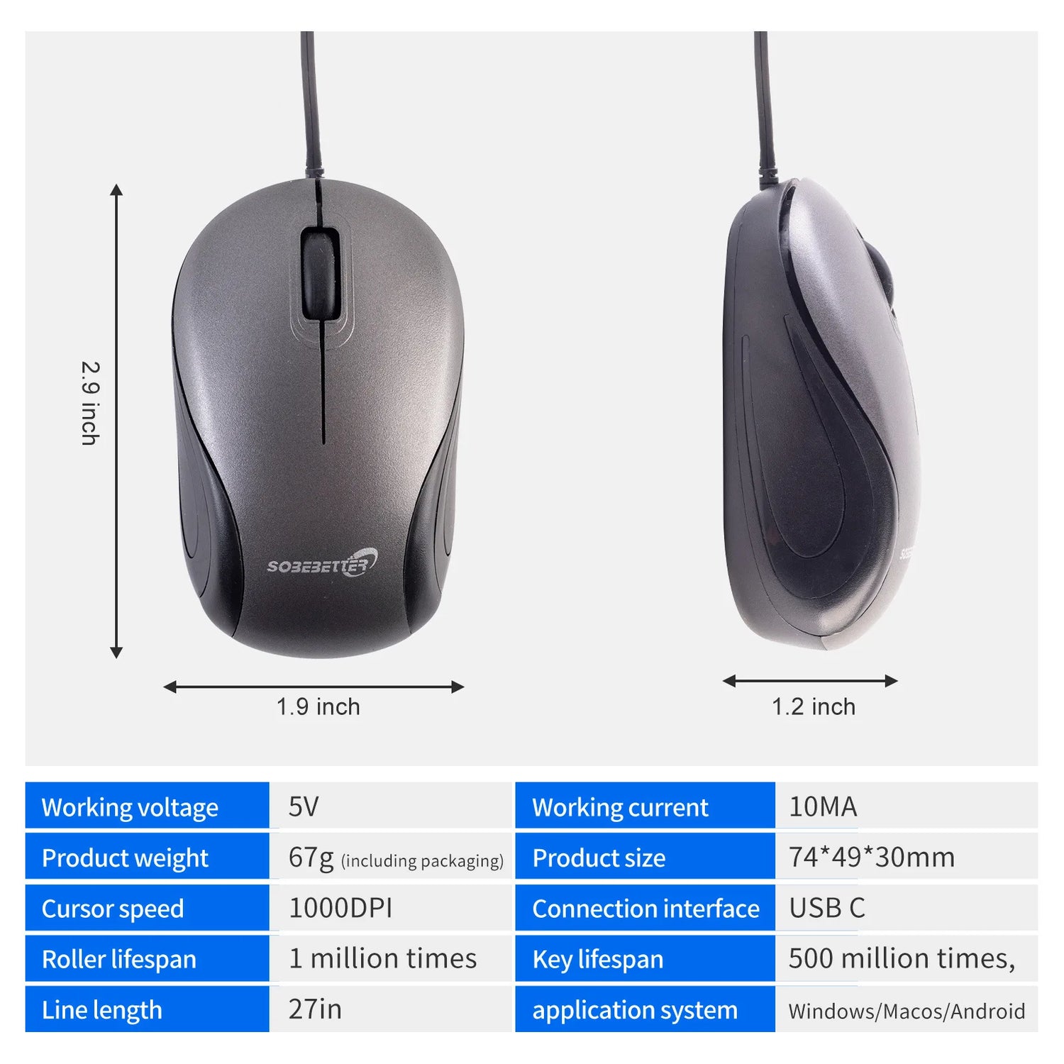 USB Type C Retractable Mouse  Compact Travel Design - Product detail 12