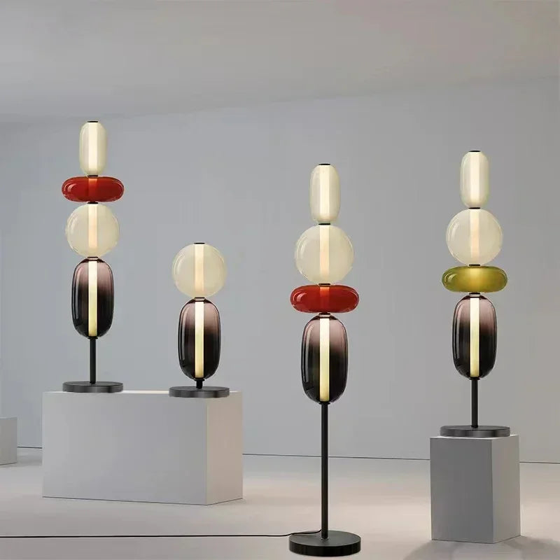 Modern Floor Lamp  Stacked Glass Spheres Design - Product showcase