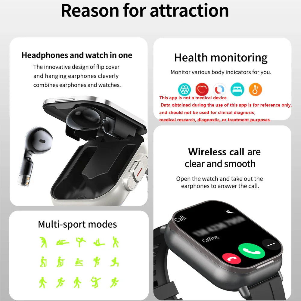 Smart Fitness Watch  2-in-1 AMOLED With Wireless Earbuds - Product example