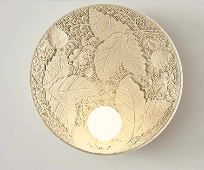 French Imperial Wall Lamp Embossed Leaf Pattern Round Sconce - Product detail 12