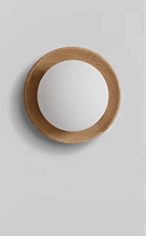 Modern Wall Light Walnut Wood Base with Glass Globe - Product detail 12