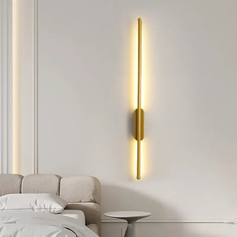 Modern LED Wall Sconce Linear Gold Metal Design - Product example