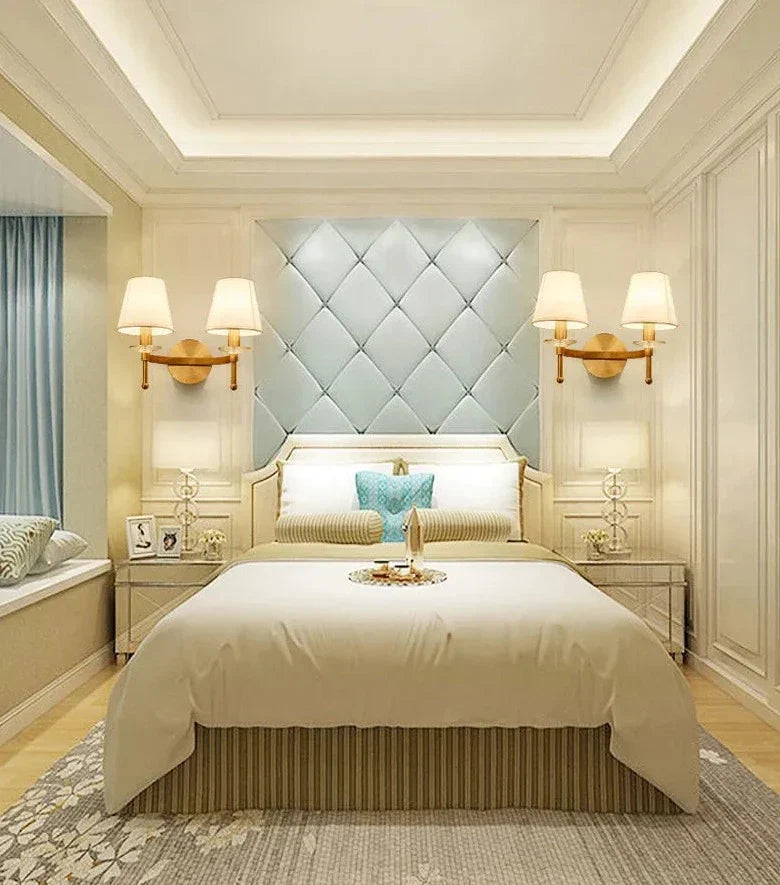 Modern LED Wall Sconce Brass Finish With Fabric Shade - Product detail 10