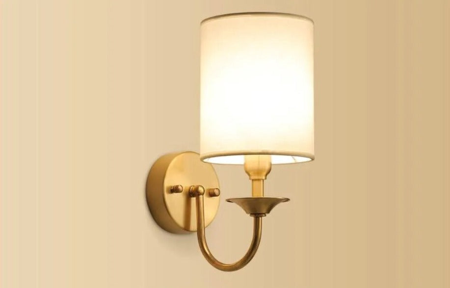 Classic Wall Sconce Curved Brass Arm With Fabric Shade - Product detail 10