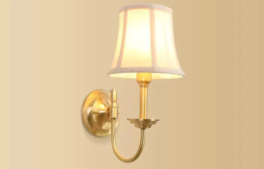 Classic Wall Sconce Curved Brass Arm With Fabric Shade - Product detail 12