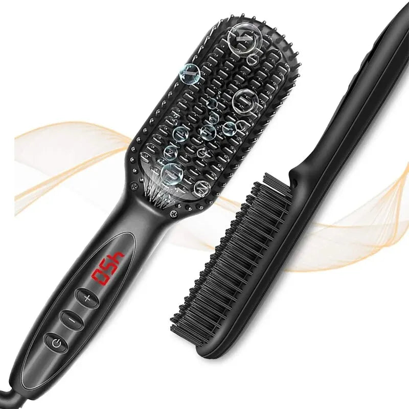 Electric Hair Straightening Brush Dual-Use Hair Beard Styler - Product showcase