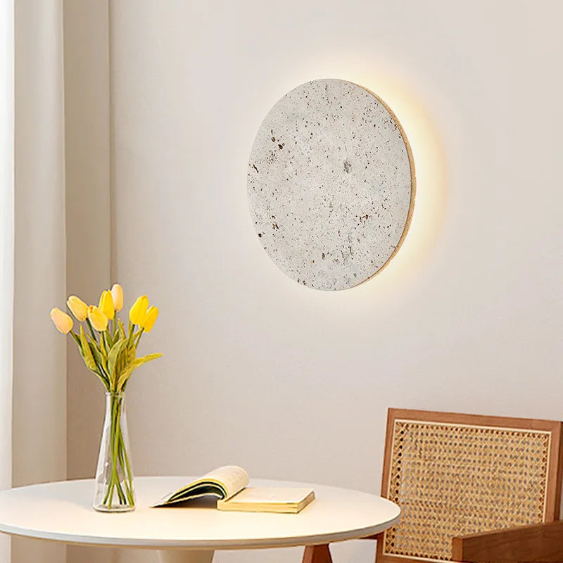 Round Travertine Wall Light Natural Stone LED Sconce - Product detail 4