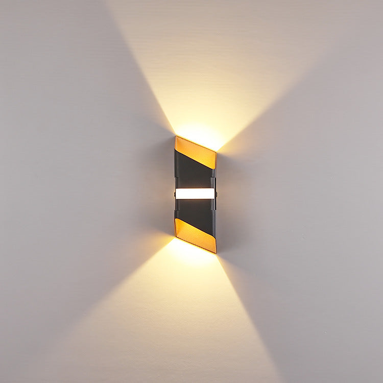 Modern Outdoor Wall Light  Black Gold Dual Beam LED Sconce - Product showcase