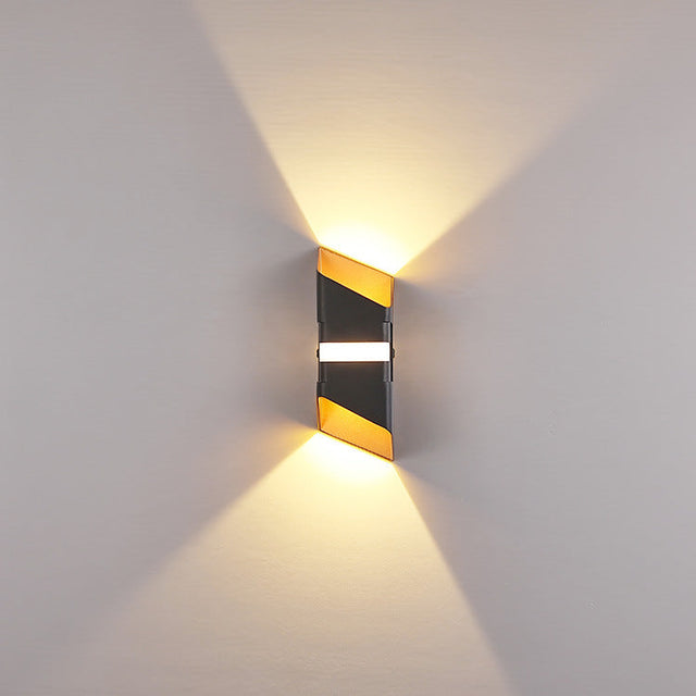 Modern Outdoor Wall Light  Black Gold Dual Beam LED Sconce - Product showcase