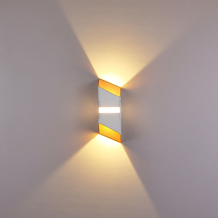 Modern Outdoor Wall Light  Black Gold Dual Beam LED Sconce - Detailed view
