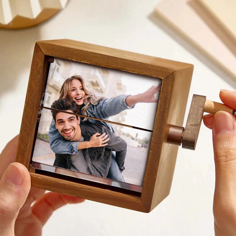 Wooden Photo Flipbook Frame Hand-Cranked Memory Display Box - Product detail 11