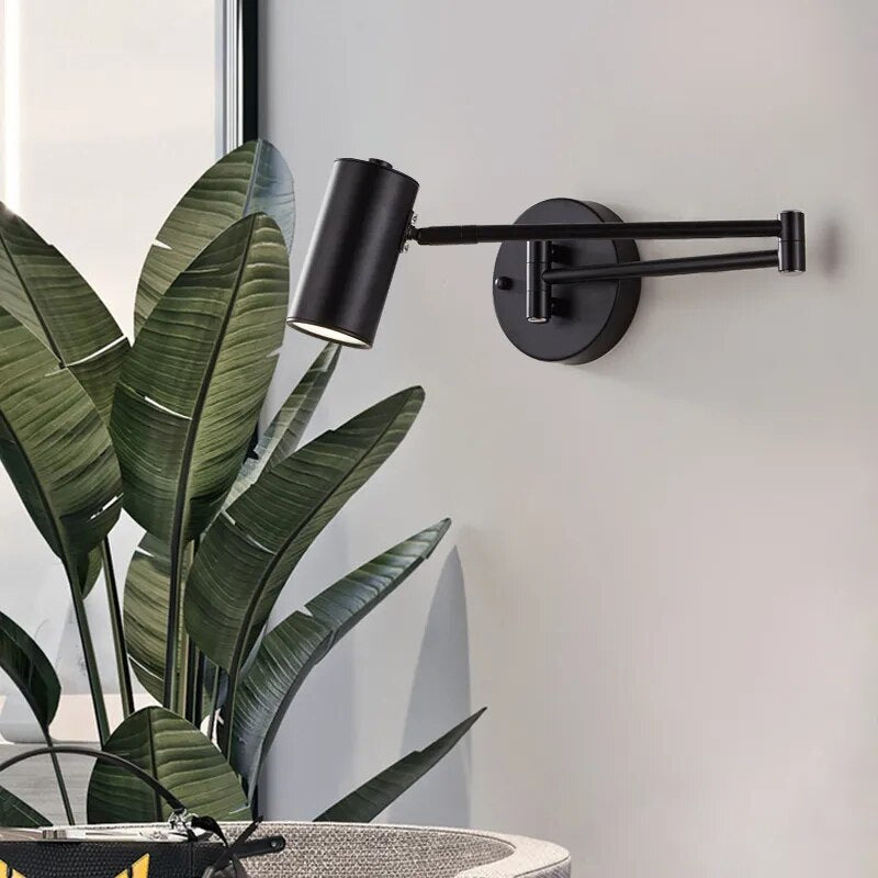 Modern Adjustable Wall Light Brushed Gold Swing Arm Design - Product example