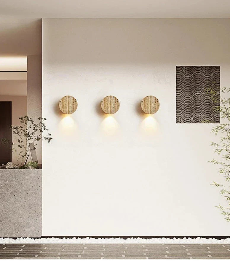 Modern Travertine Wall Light Natural Stone Round Sconce - Product detail 7