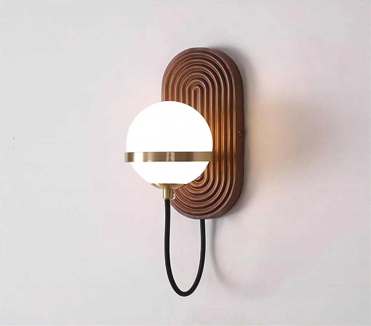 Modern Spherical Wall Lamp Walnut Wood Globe Design - Product detail 8