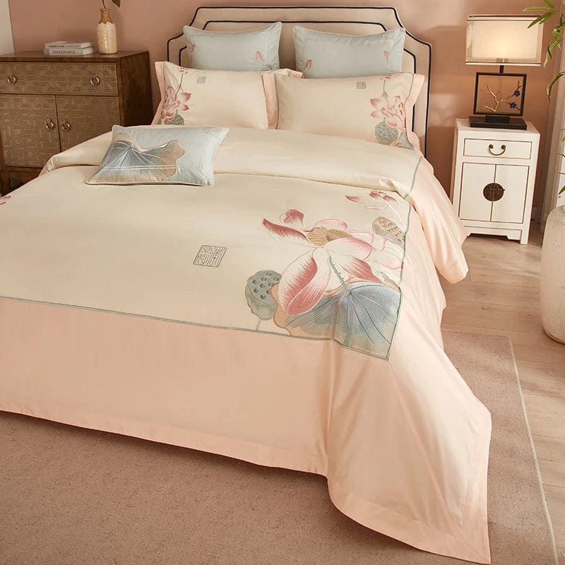 Egyptian Cotton Duvet Set  Lotus Floral Pattern - Product example