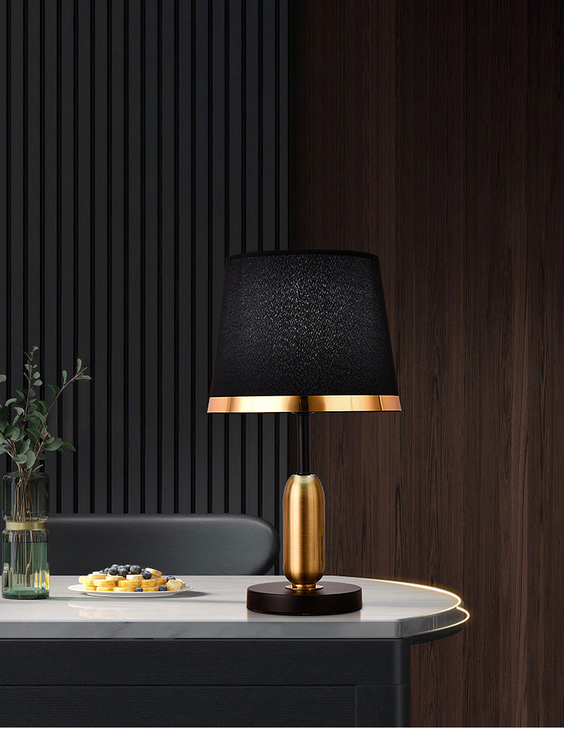 Modern Table Lamp Black Shade Gold Trim Design - Detailed view