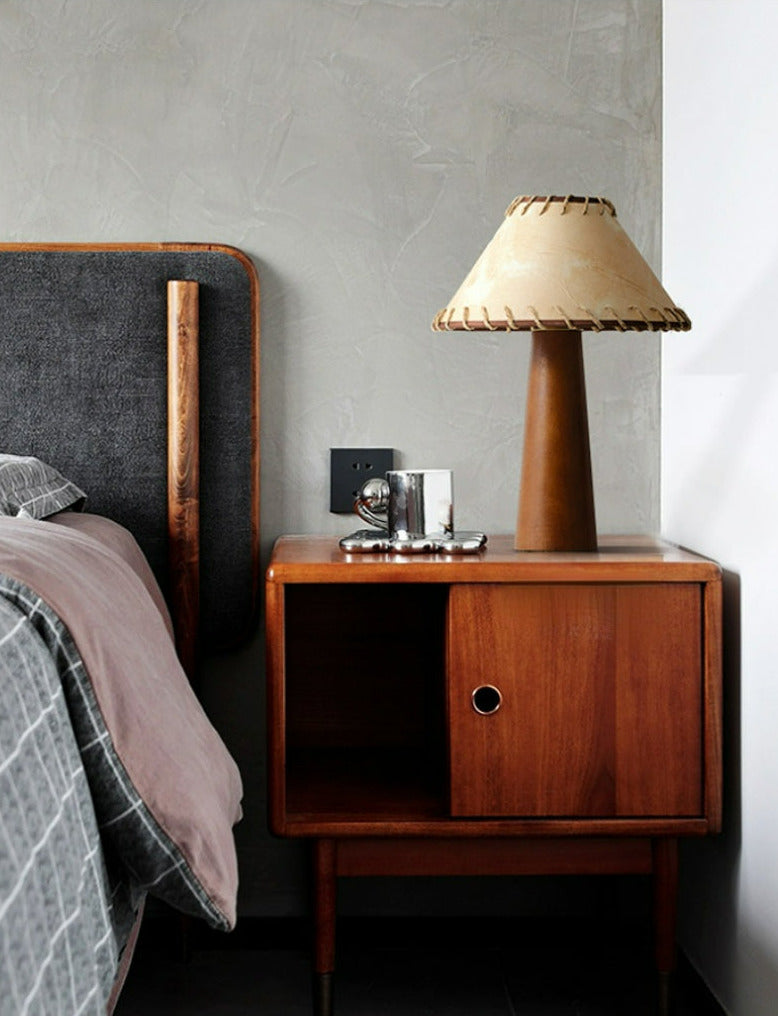 Wabi-Sabi Table Lamp Wooden Base with Handstitched Shade - Product detail 6