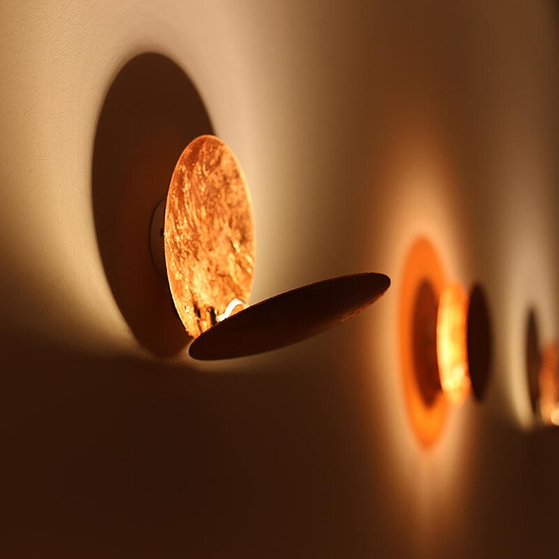 Modern Eclipse Wall Light Gold Metal Solar Design - Detailed view