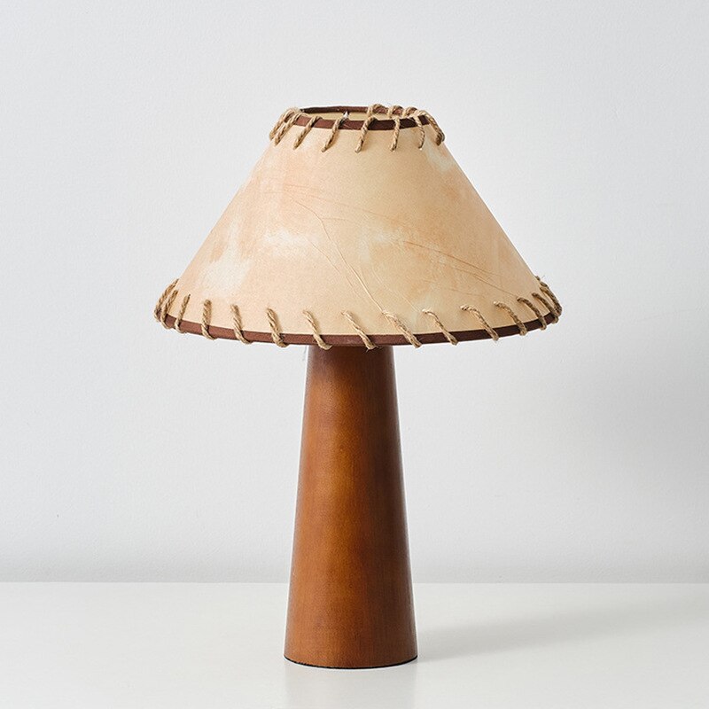 Wabi-Sabi Table Lamp Wooden Base with Handstitched Shade - Product detail 9