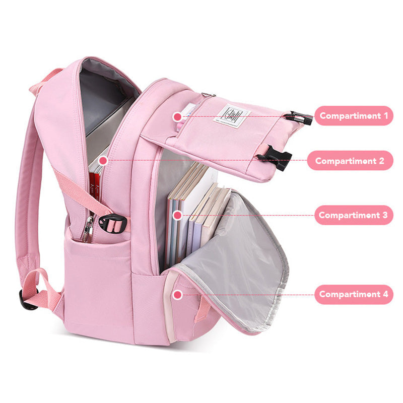 Modern School Backpack Multi-Pocket Design With Front Storage - Detailed view