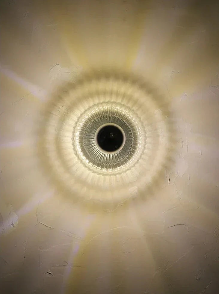 Vintage Glass Wall Lamp Ribbed Dome Shade With Chrome Accent - Product detail 10