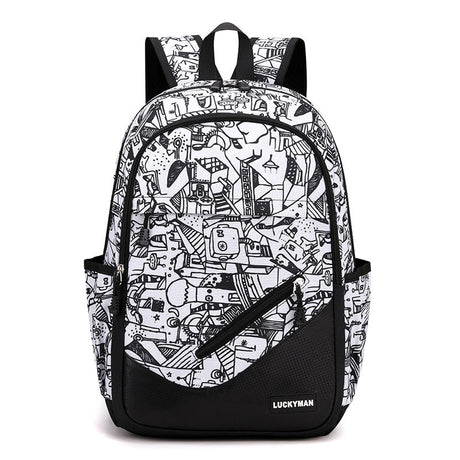 Urban Graphic Backpack  Black  White Geometric Pattern - Product detail 5