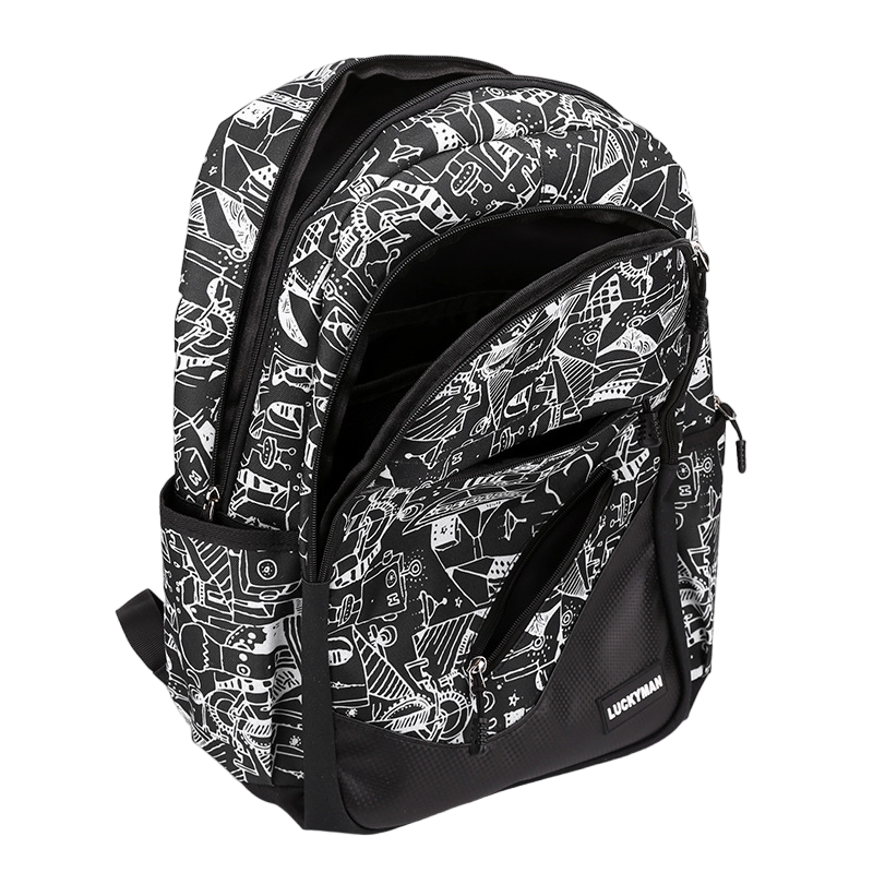 Urban Graphic Backpack  Black  White Geometric Pattern - Product detail 4