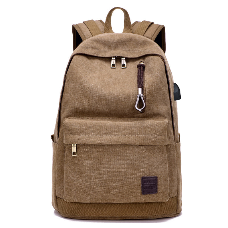 Canvas Student Backpack  USB Charging Port  Durable Design - Product detail 5