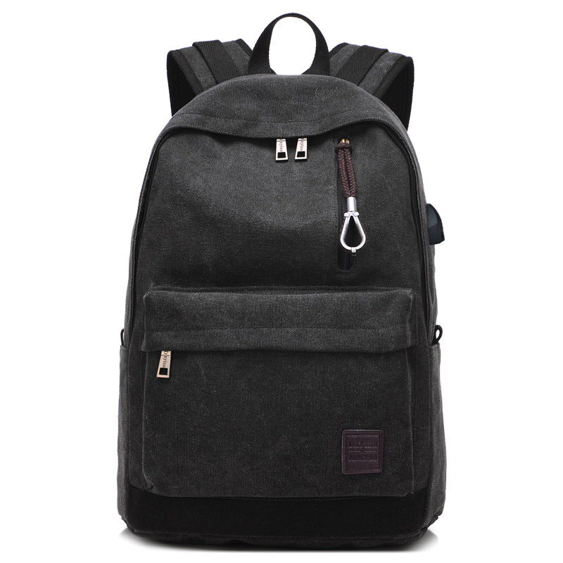 Canvas Student Backpack  USB Charging Port  Durable Design - Product detail 6