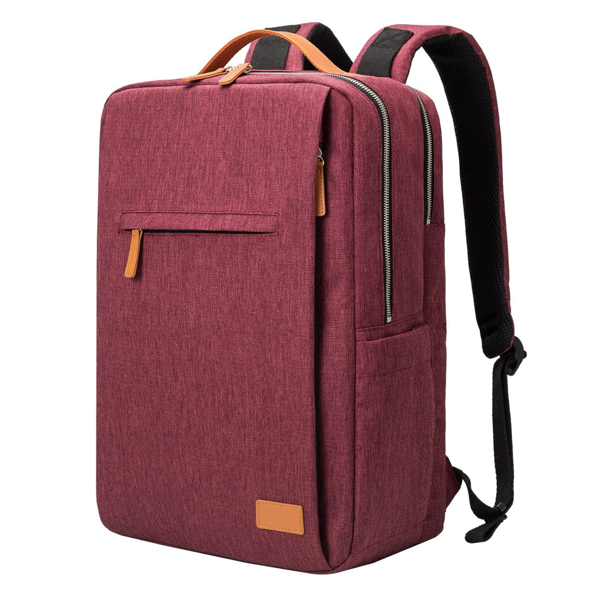 Professional Laptop Backpack  Water-Resistant Canvas With Leather Trim - Product showcase