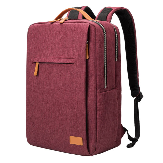 Professional Laptop Backpack  Water-Resistant Canvas With Leather Trim - Product showcase